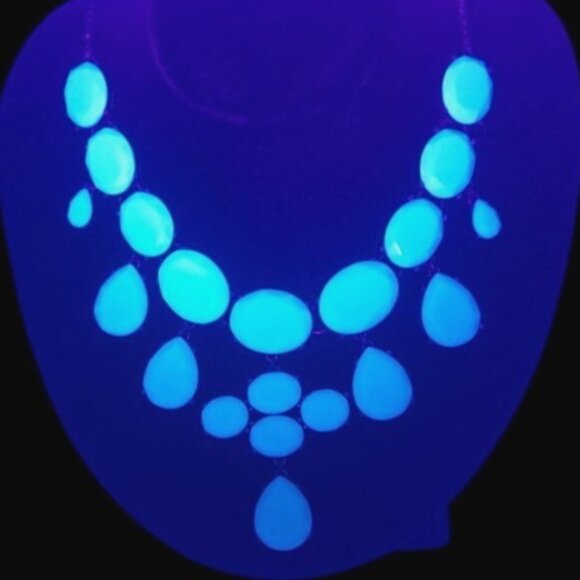 J. Crew Mint Green Faceted Bib Chunky Statement Necklace Adjustable 18"-21" - Picture 3 of 6